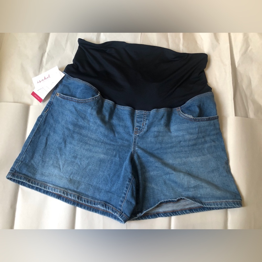 Isabel Maternity Crossover Panel Shorts Midi NWT